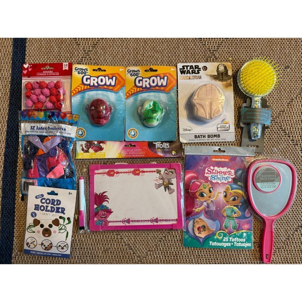 Bundle Lot of Ten (10) New Stocking Stuffer Items Bath Bomb Grow Creature Troll